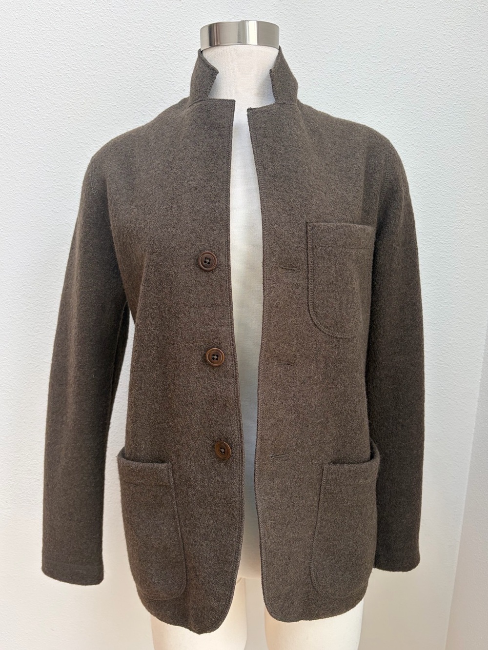 Buck Mason Chore Coat Jacket Blazer Felted Button Up Merino Wool Brown Size Xs - Picture 3 of 11